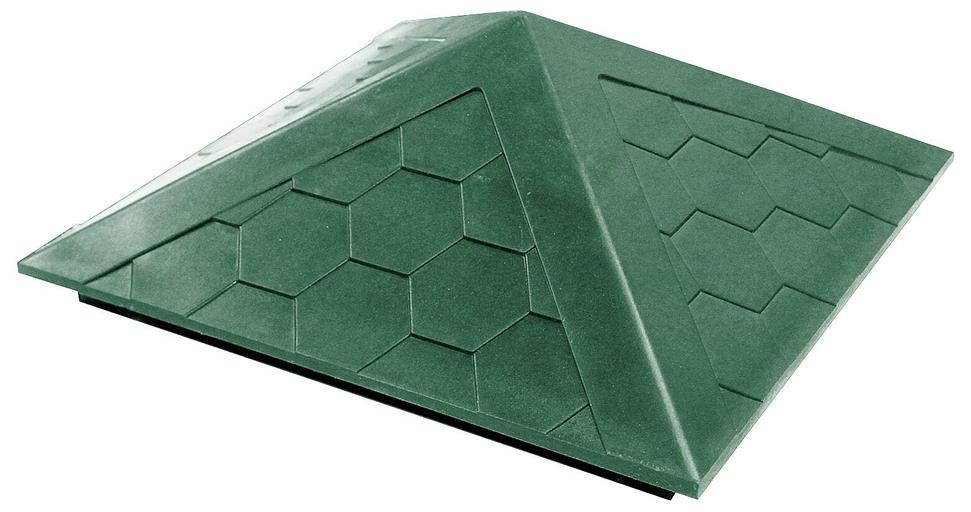 Колпак на заборный столб полимерно-песчаный 1,5 кирпича - зеленый фото 1