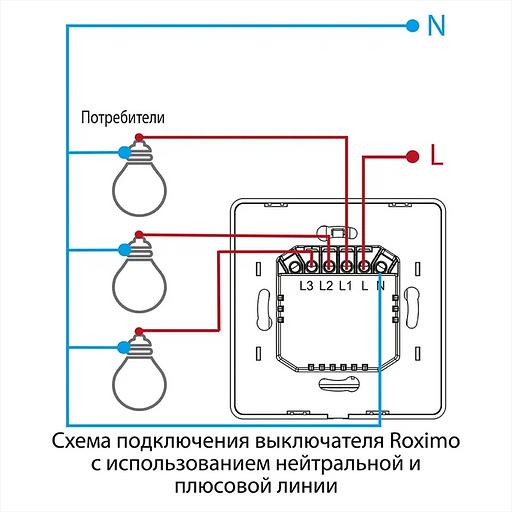 Умный выключатель трёхкнопочный Roximo SWBTN01-3 ОПТ фото 4