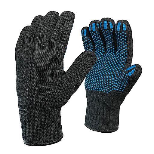 Двойные полушерстяные перчатки чёрные с ПВХ 7,5 класс вязки (50% шерсть, 50% акрил) арт. 25ДТ фото 1