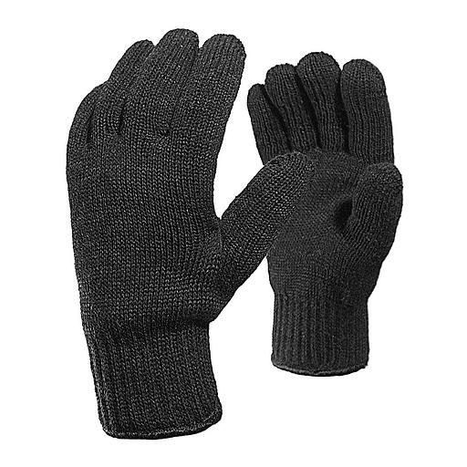 Двойные полушерстяные перчатки чёрные 7,5 класс вязки (30% шерсть, 70% акрил) арт.53 фото 1