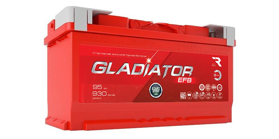 Аккумулятор «Gladiator EFB» 95 А/ч, обратной полярности, конус ОПТ фото 1