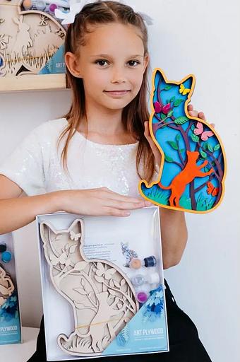 Раскраска антистресс набор для творчества Кошка Art Plywood опт фото 1