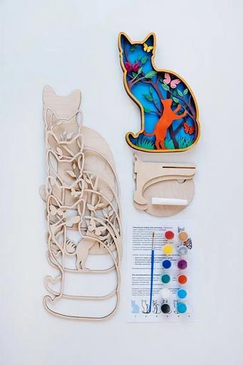 Раскраска антистресс набор для творчества Кошка Art Plywood опт фото 2