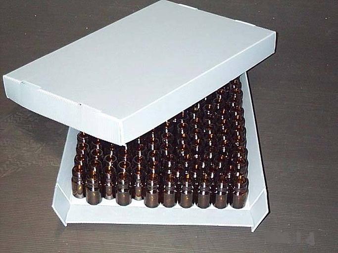 Упаковка для стеклянных пузырьков «крышка+дно» из гофропластика сотового полипропилена фото 1