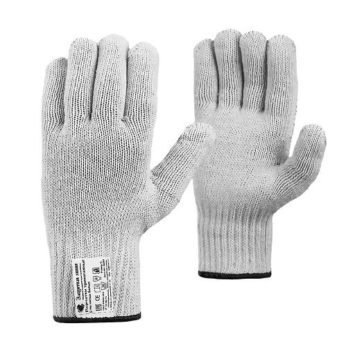 Рабочие перчатки трикотажные «Супер люкс» без ПВХ 7,5 класс вязки (70% хлопок, 30% полиэфир) белый, арт.21 фото 1