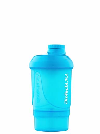 Шейкер с дополнительными отсеками Biotech USA шейкер WAVE + Nano 300 мл синий ОПТ фото 1