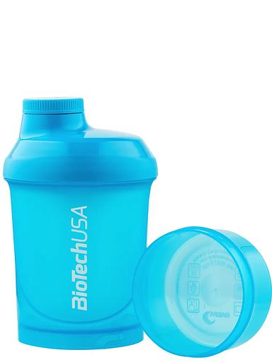 Шейкер с дополнительными отсеками Biotech USA шейкер WAVE + Nano 300 мл синий ОПТ фото 3