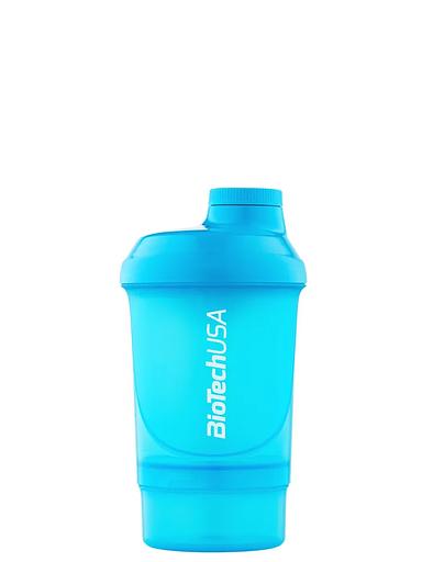 Шейкер с дополнительными отсеками Biotech USA шейкер WAVE + Nano 300 мл синий ОПТ фото 4