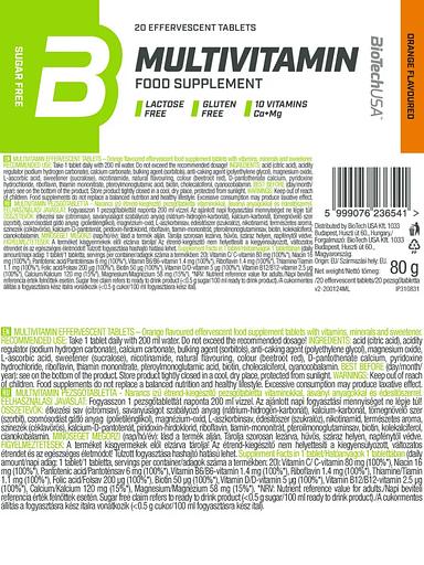 Витамины в шипучей форме BiotechUSA Multivitamin Effervescent апельсин 20 таб ОПТ фото 5