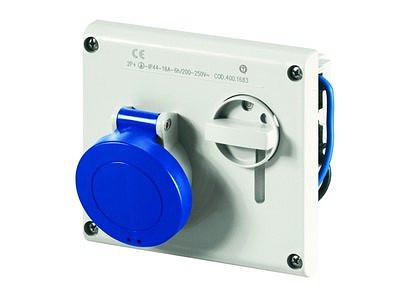 Розетка панельная с механической блокировкой и верхним расположением разъема IP44 16А 3P+E 400В фото 1