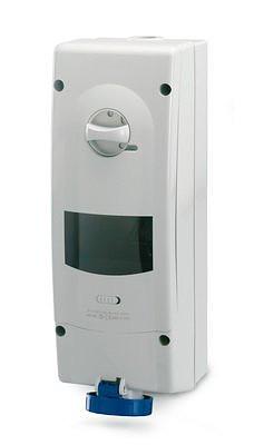 Розетка настенная с механической блокировкой и DIN-рейкой на 6 модулей IP67 63А 3P+E+N 400В фото 1