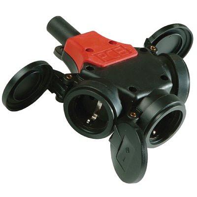 Розетка тройник с откидной крышкой фото 1