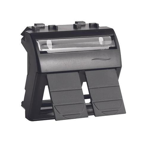 Адаптер для двух информационных разъемов Keystone, черный, 2мод. фото 1