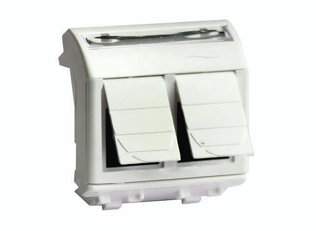 Ком.роз. двойная RJ45 кат.6 экран. (8P8C, Hyperline, Dual IDC: 110&Krone) Brava, белая, 2мод фото 1