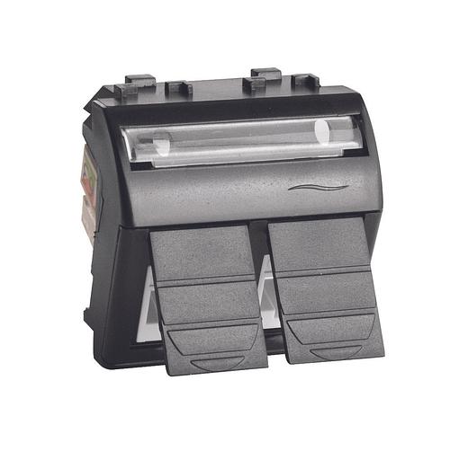 Тел.роз. двойная RJ12 (6P6C, Hyperline, заделка NE-TOOL) Brava, черн., 2мод фото 1