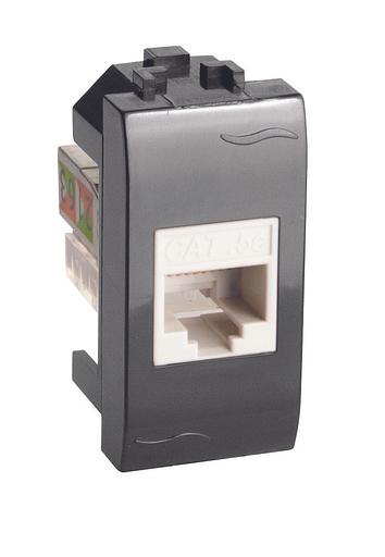 Ком.роз. RJ45 кат.6 (8P8C, Hyperline, Dual IDC: 110&Krone) Brava, черн., 1мод фото 1