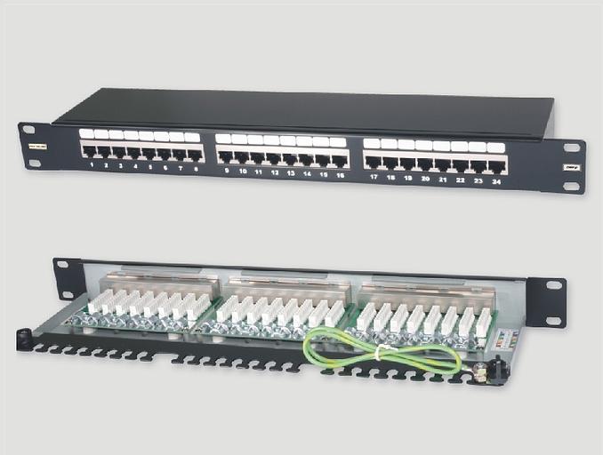 Eurolan Коммутационная панель 1U 19", 24хRJ45, 568A/В, FTP, кат.6, черная фото 1