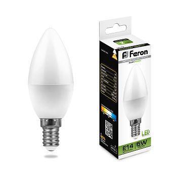 Лампа светодиодная LB-72 (5W) 230V E14 4000K свеча фото 1