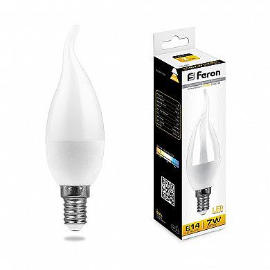 Лампа светодиодная LB-97 (7W) 230V E14 2700K свеча на ветру фото 1