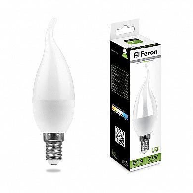 Лампа светодиодная LB-97 (7W) 230V E14 4000K свеча на ветру фото 1