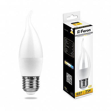 Лампа светодиодная LB-97 (7W) 230V E27 2700K свеча на ветру фото 1