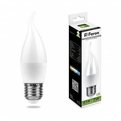 Лампа светодиодная LB-97 (7W) 230V E27 4000K свеча на ветру фото 1
