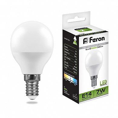 Лампа светодиодная LB-95 (7W) 230V E14 4000K G45 фото 1