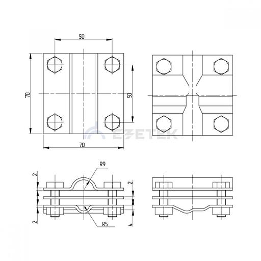 Зажим заземления стержень - полоса/пруток крестообразный, оцинк. фото 2