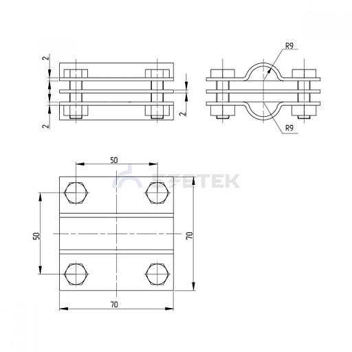 Зажим заземления стержень - стержень крестообразный, оцинк. фото 2