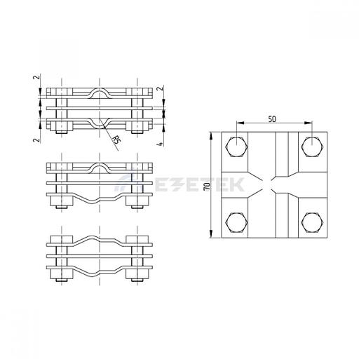 Зажим заземления полоса/пруток - полоса/пруток крестообразный, оцинк. фото 2