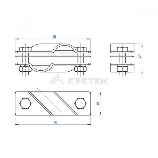 Зажим заземления стержень - стержень диагональный, оцинк. фото 2