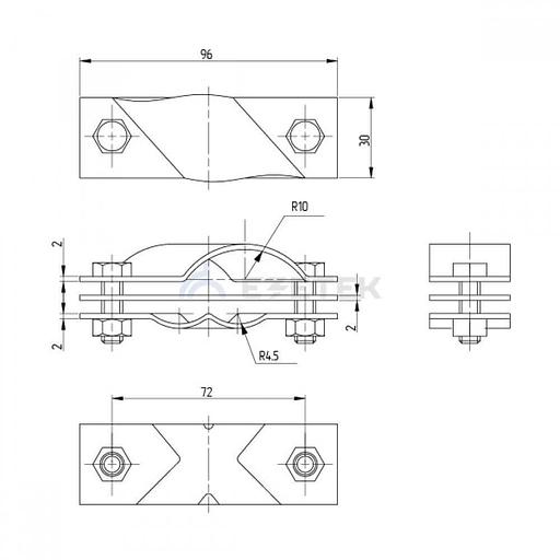 Зажим заземления стержень - стержень диагональный, латунь фото 2