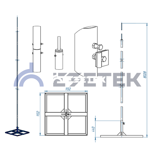 Молниеотвод на основании СМЛПу-10/3/50 фото 2