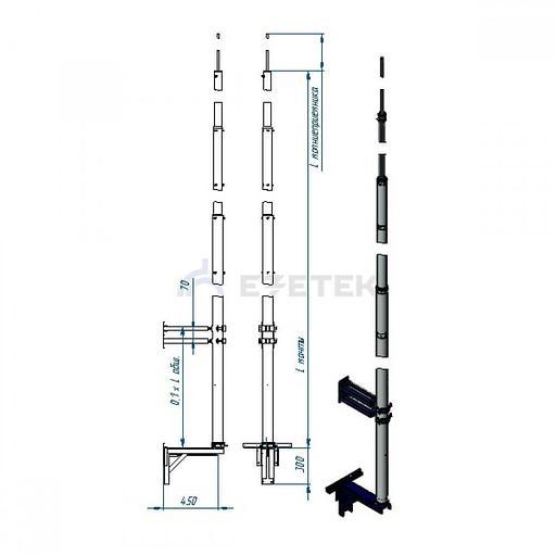 Молниеотвод секционный стеновой СМСПс-10,5/3 фото 1