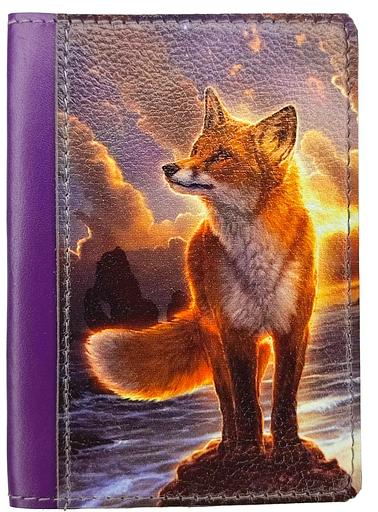 Обложка на паспорт «Лиса на севере фиолетовая» ОПТ фото 1