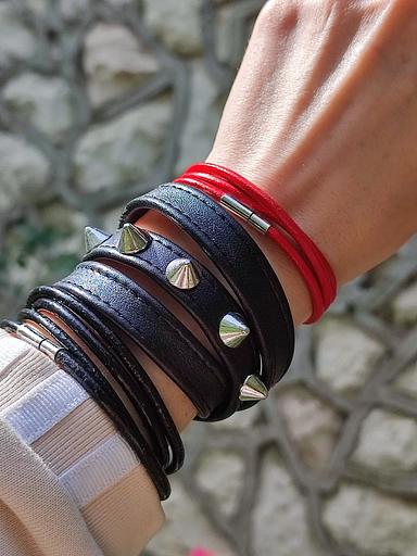 Браслет «Шипы» цвет черный ОПТ фото 1