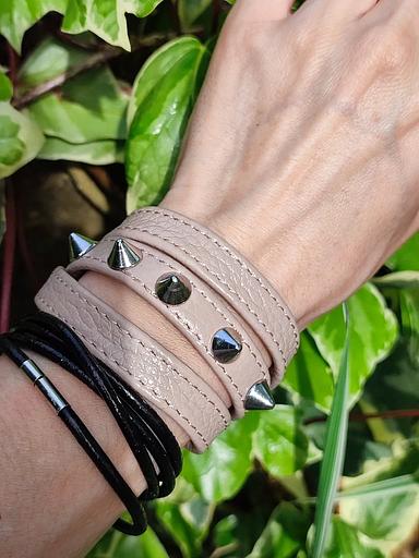 Браслет «Шипы» цвет пудра ОПТ фото 1