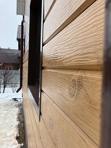 Металлический сайдинг «Евробрус с тиснением» цвет Printech LOG 3D фото 1