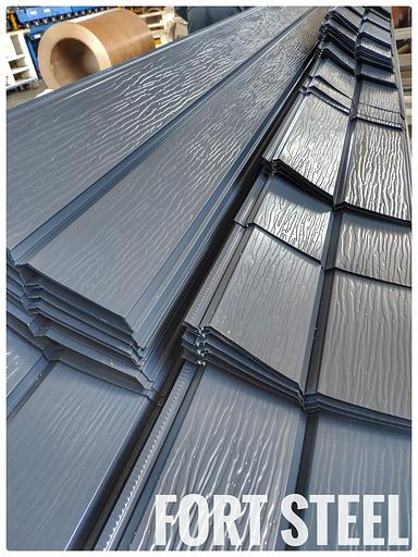 Металлический сайдинг «Евробрус с тиснением» цвет RAL 7005 фото 8