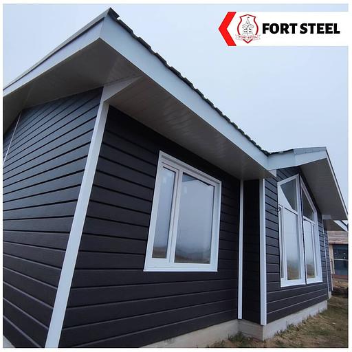 Металлический сайдинг «Евробрус с тиснением» цвет RAL 8019 RoofToppe фото 4