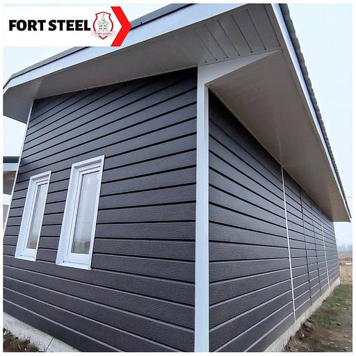 Металлический сайдинг «Евробрус с тиснением» цвет RAL 8019 RoofToppe фото 8