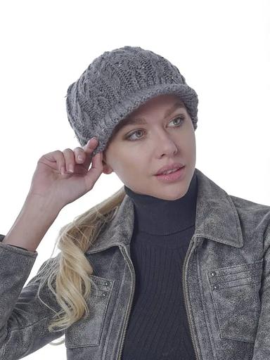 Кепка женская осенняя вязаная теплая с козырьком ОПТ фото 1