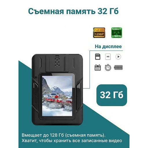 Персональный носимый видеорегистратор RIXET-RX12 Full HD фото 2