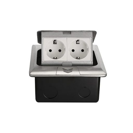 Встраиваемая выдвижная розетка в столешницу 2EU серебро фото 4