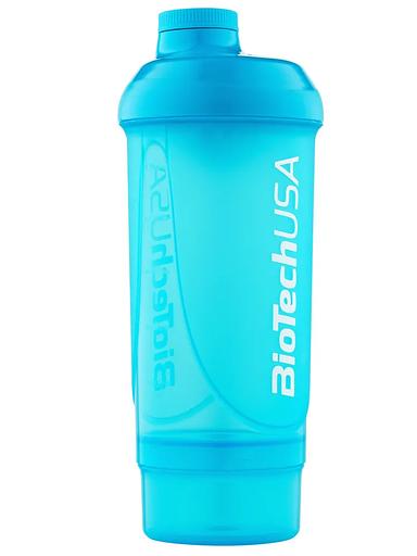 Шейкер с дополнительными отсеками Wave + Compact 500 мл синий ОПТ фото 2