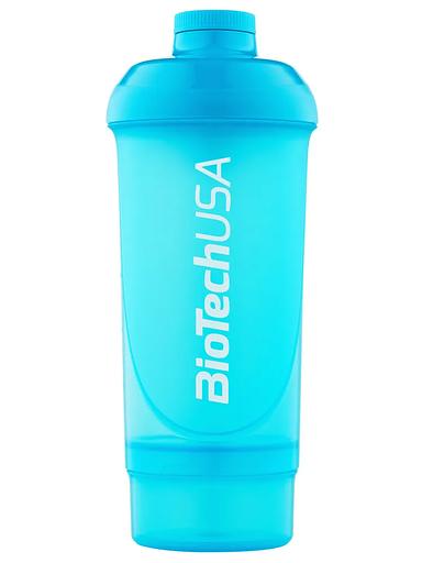 Шейкер с дополнительными отсеками Wave + Compact 500 мл синий ОПТ фото 4