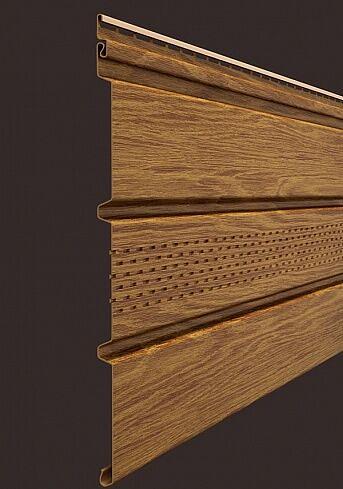 Софит Docke Т4 LUX, под дерево, 3000x305 мм, с центральной перфорацией, цвет миндаль фото 1