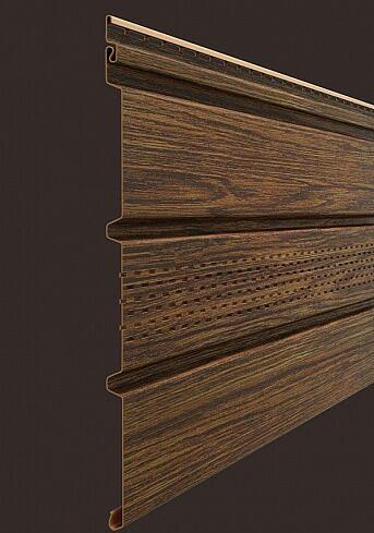 Софит Docke Т4 LUX, под дерево, 3000x305 мм, с центральной перфорацией, цвет фундук фото 1