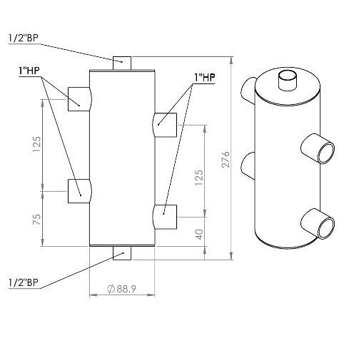 Гидравликалық сепаратор ЭКО 60 кВт 1 контур фото 2