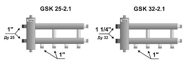 Гидрострелка + коллектор отопления из нержавеющей стали GSK 25-2.1 ECO фото 2
